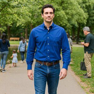 Chaps Royal Blue Classic Fit Shirt Neck 17.5